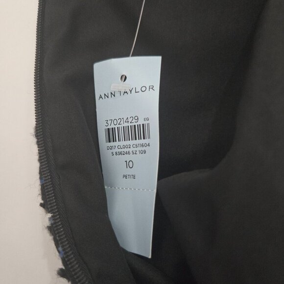 NWT Ann Taylor Denim Trim Tweed Shift Dress Sleeveless- Blue - Sz 10P - Picture 8 of 11